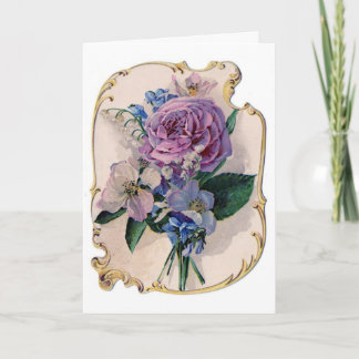 Vintage Rose und Lilie des Tales Karte