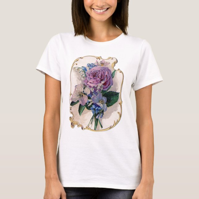 Vintage Rose und Lilie des Tales T-Shirt (Vorderseite)