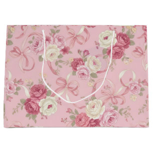 Vintage Rose und Multiband Bows Große Geschenktasc Geschenktüte