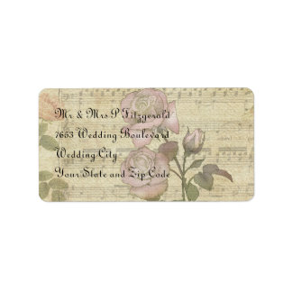 Vintage Rose und Musik Score Hochzeit Set Adressaufkleber