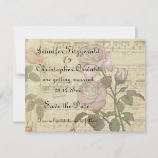 Vintage Rose und Musik Score Hochzeit Set Save The Date