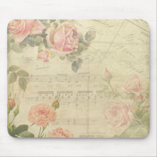 Vintage Rose und Musikmousepad Mousepad