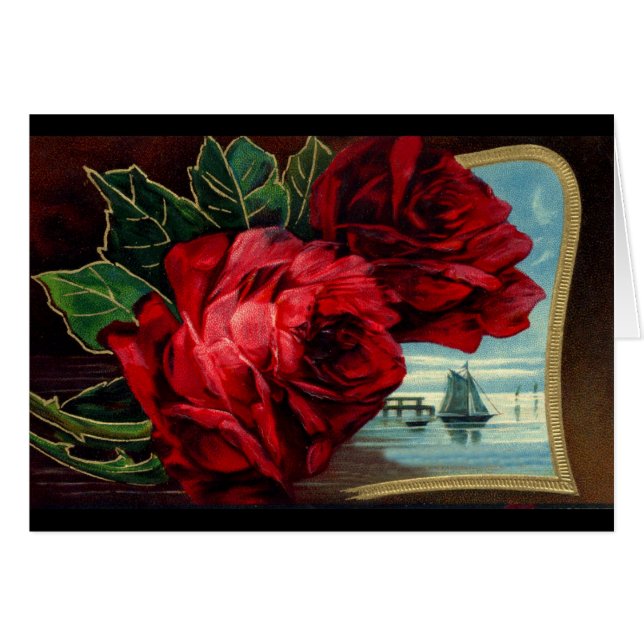 Vintage Rose und Segelboote (Vorderseite (Horizontal))