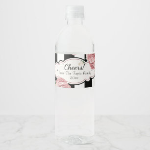 Vintage Rose und Streifen Wasserflaschenetikett