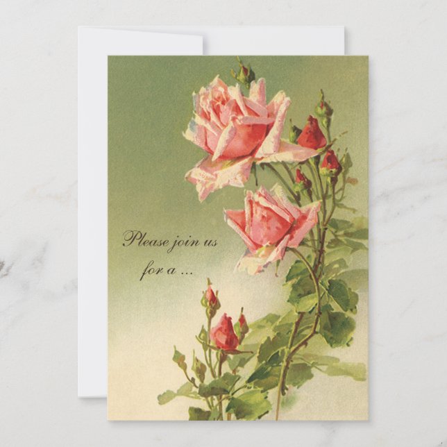 Vintage Rose, Viktorianisches Brautparty Party Einladung (Vorderseite)