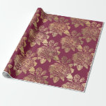 Vintage Rose von Paris Burgund Red and Gold Geschenkpapier<br><div class="desc">Paris Vintag bordeauxfarbene Rose Verpackungspapier.</div>