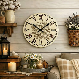 Vintage Rose Wall Clock  Große Wanduhr
