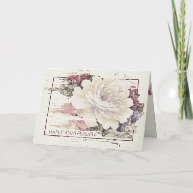 Vintage Rose-Wandmuster Karte (Vorderseite)