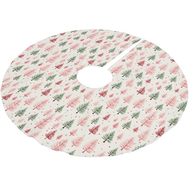 Vintage-Rosé-Weihnachtsbaum  Polyester Weihnachtsbaumdecke (Schrägansicht)