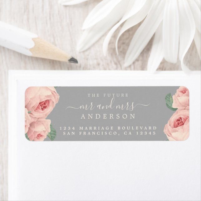 Vintage Rose Zukunft Frau Wedding Rücksendeadresse (Insitu)