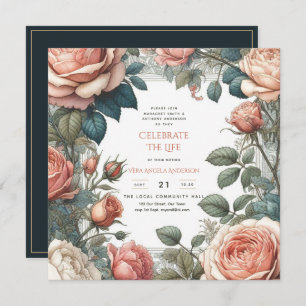 Vintage Rose zum Gedenkgedicht des Lebens Einladung