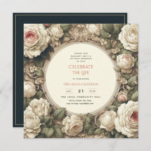 Vintage Rose zum Gedenkgedicht des Lebens Einladung