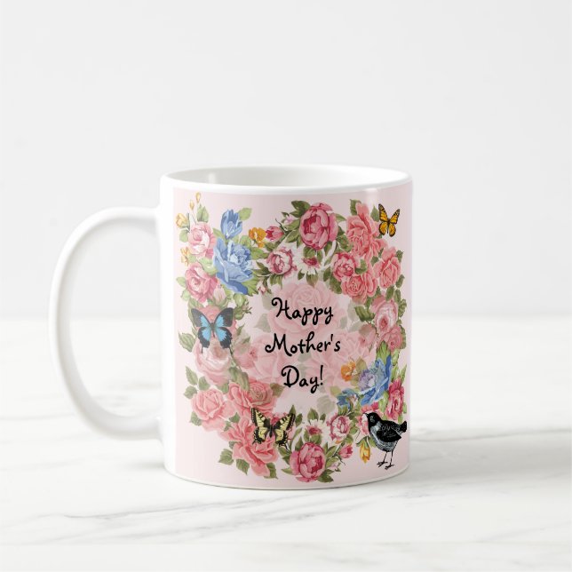 Vintage Rose zum Muttertag Kaffeetasse (Links)