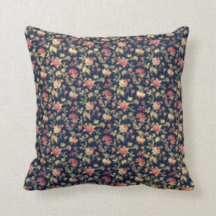 Vintage Rosen auf einem blauen Feldthrow-Kissen Kissen