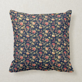 Vintage Rosen auf einem blauen Feldthrow-Kissen Kissen