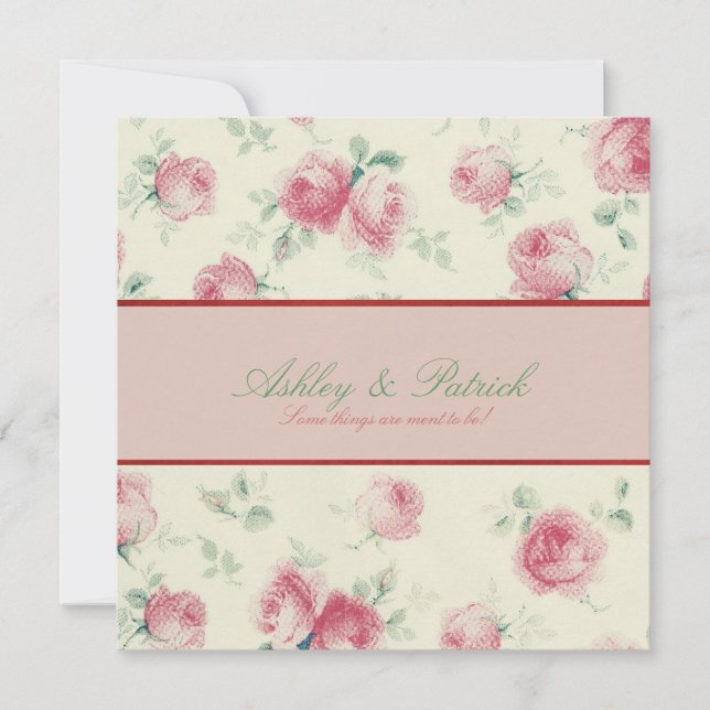 Vintage Rosen-Beschaffenheits-Hochzeits-Einladung Einladung (Vorderseite)