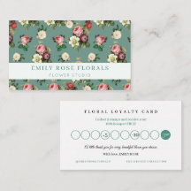 Vintage-Rosen-Blumen-Punch-Loyalty-Karte