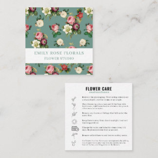 Vintage-Rosen-Blumen-Sage-Grün-Geschäftskarte Quadratische Visitenkarte