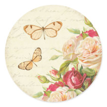 Vintage-Rosen-Blumen-Sommer-Aufkleber mit Schmette