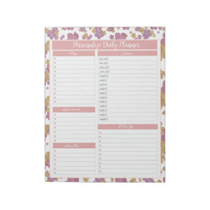 Vintage-Rosen-Blumen-Tagesplaner-Terminplan Aufgab Notizblock