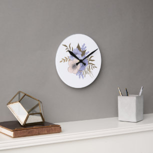 Vintage-Rosen-Blumenkunst Retro-Botanische Blum Runde Wanduhr