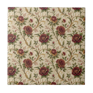 Vintage-Rosen-Blumenmuster - Blumen-Design-Kunst Fliese