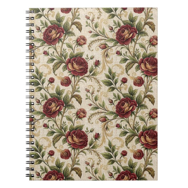 Vintage-Rosen-Blumenmuster - Blumen-Design Notizblock (Vorderseite)