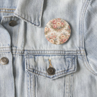 Vintage-Rosen-Blumenmuster | Elegantes Pastell Button