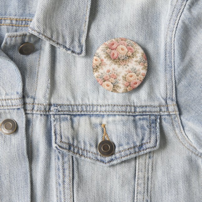 Vintage-Rosen-Blumenmuster | Elegantes Pastell  Button (Beispiel)