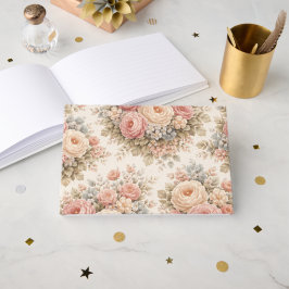 Vintage-Rosen-Blumenmuster | Elegantes Pastell  Gästebuch