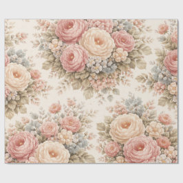 Vintage-Rosen-Blumenmuster | Elegantes Pastell Geschenkpapier