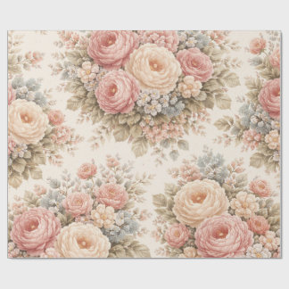 Vintage-Rosen-Blumenmuster | Elegantes Pastell Geschenkpapier