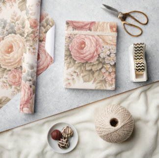 Vintage-Rosen-Blumenmuster | Elegantes Pastell Geschenkpapier