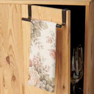 Vintage-Rosen-Blumenmuster Elegantes Pastell Geschirrtuch