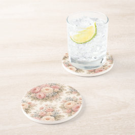 Vintage-Rosen-Blumenmuster | Elegantes Pastell  Getränkeuntersetzer