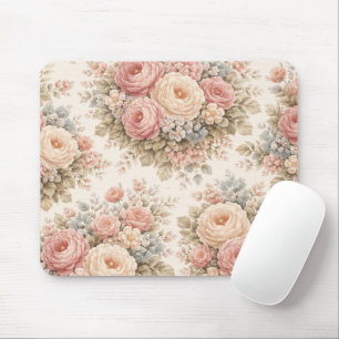 Vintage-Rosen-Blumenmuster Elegantes Pastell Mousepad