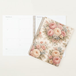 Vintage-Rosen-Blumenmuster | Elegantes Pastell  Planer