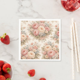 Vintage-Rosen-Blumenmuster | Elegantes Pastell  Serviette