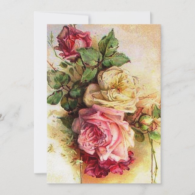 Vintage Rosen-Blumenstrauß-Hochzeits-Einladung Einladung (Vorderseite)