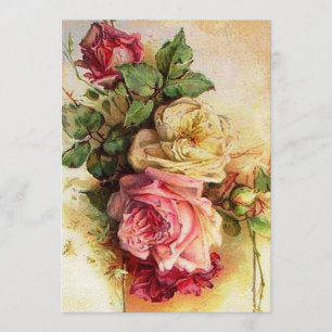 Vintage Rosen-Blumenstrauß-Hochzeits-Einladung Einladung