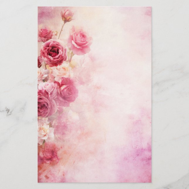 Vintage Rosen Briefpapier (Vorderseite)