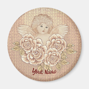 Vintage-Rosen Cherub Engel  Magnet