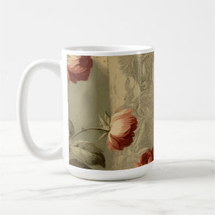 Vintage-Rosen-Collage – Rote und weiße Rosen auf g Kaffeetasse