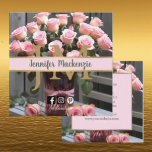 Vintage-Rosen Gold Hübsches Rosa Quadratische Visitenkarte