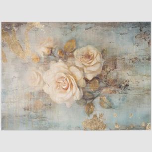 Vintage Rosen Goldschrift Barockschmuck Seidenpapier