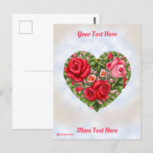 Vintage-Rosen-Herz Postkarte