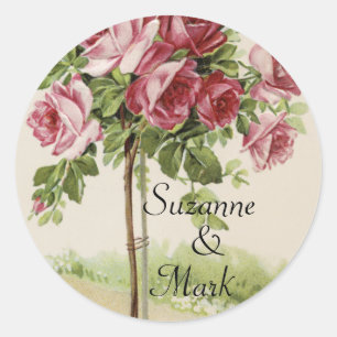 Vintage-Rosen-Hochzeit Runder Aufkleber