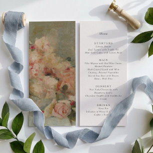 Vintage-Rosen Hochzeitsmenükarte im Kunststil Einladung