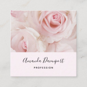 Vintage-Rosen in Rosa Elegantes Bouquet Quadratische Visitenkarte