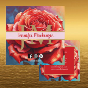 Vintage-Rosen-Künstlich-generiertes Blumendesign Quadratische Visitenkarte